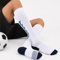 -Flash Performer Knee length Socks - White/Light Blue-