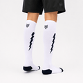 -Flash Performer Knee length Socks - White/Navy Blue-