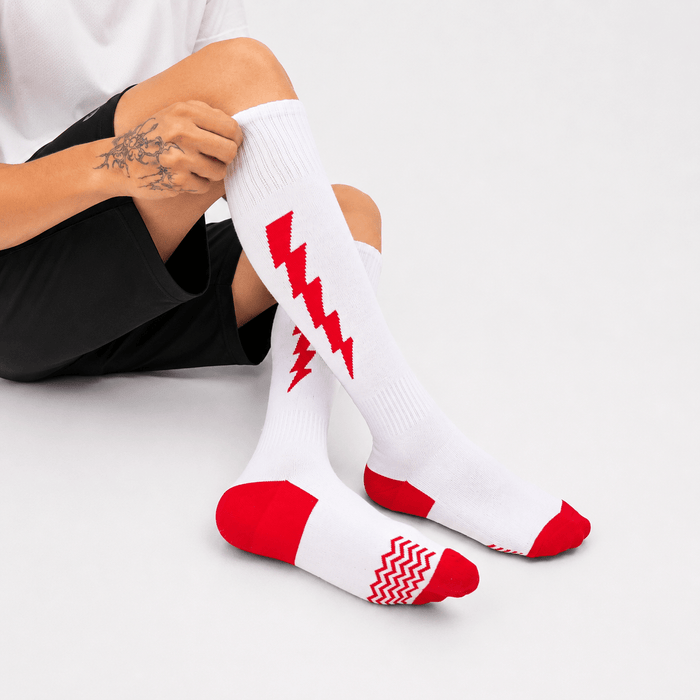 -Flash Performer Knee length Socks - White/Red-