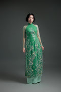 Floral Elegance in Green Lace