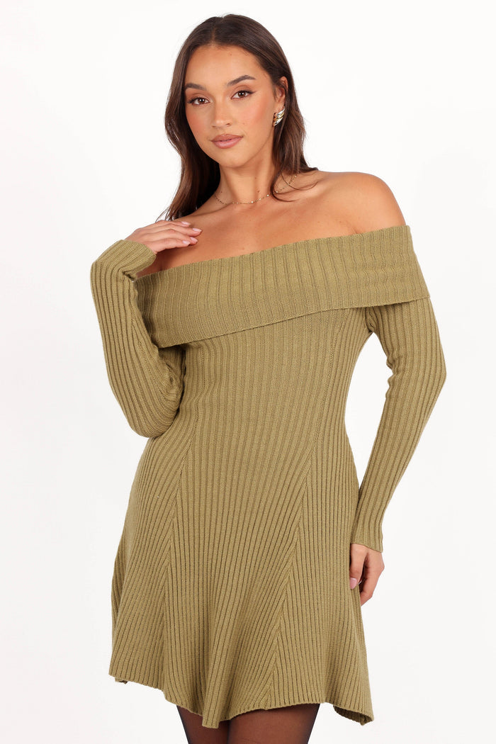 Petal and Pup USA DRESSES Francisco Long Sleeve Mini Dress - Olive