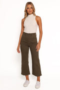 Petal and Pup USA BOTTOMS Georgette High Waisted Straight Leg Pants - Olive