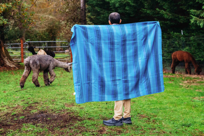 Glacier Lake Throw - Striped - Brushed Alpaca Blanket