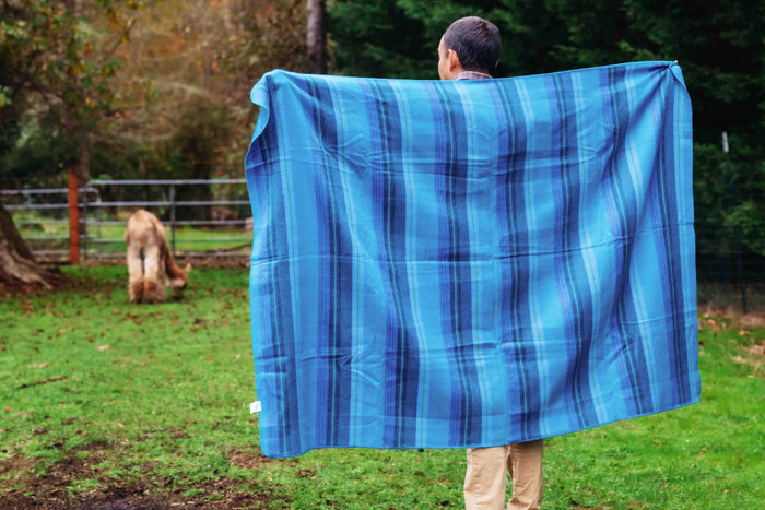 Glacier Lake Throw - Striped - Brushed Alpaca Blanket