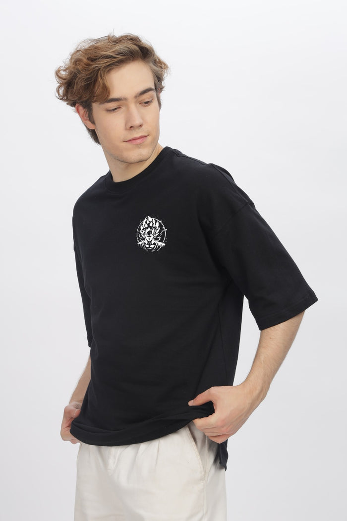 Goku blue saiyan Round Neck Oversized T-Shirt