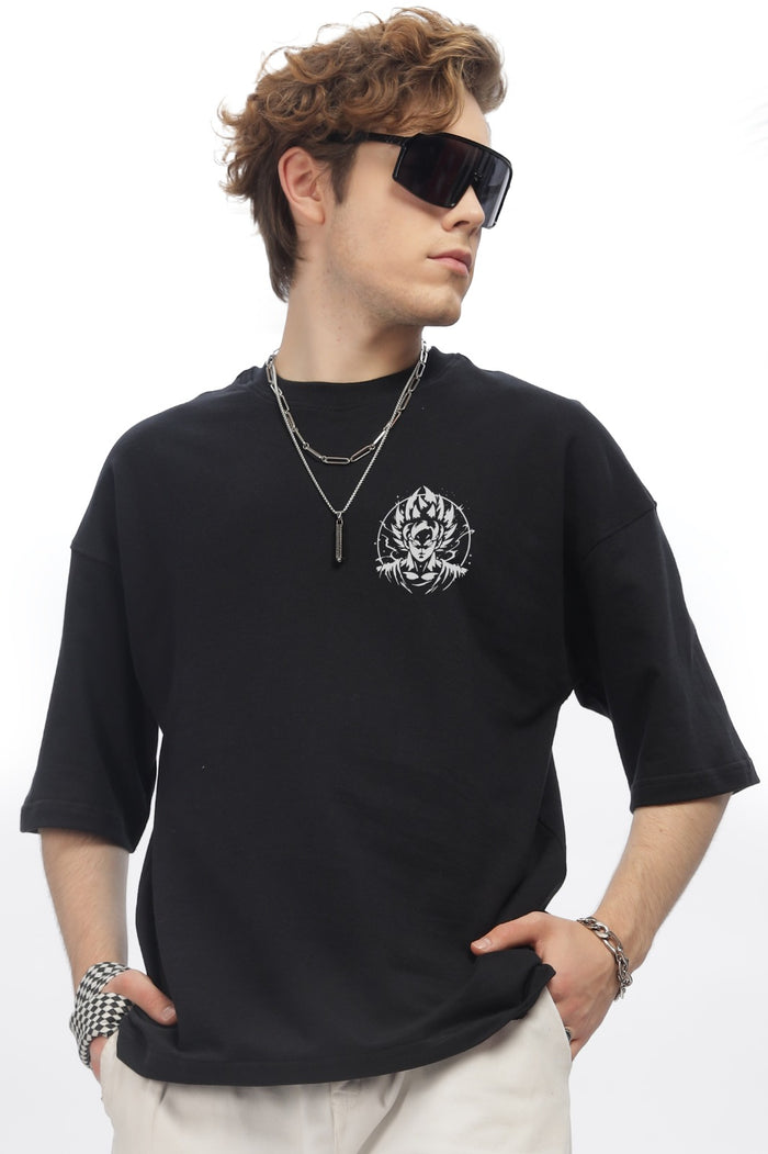 Goku blue saiyan Round Neck Oversized T-Shirt