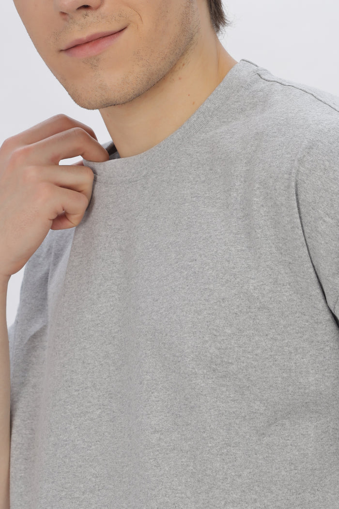 Grey Round Neck Premium French Terry Oversized T-Shirt