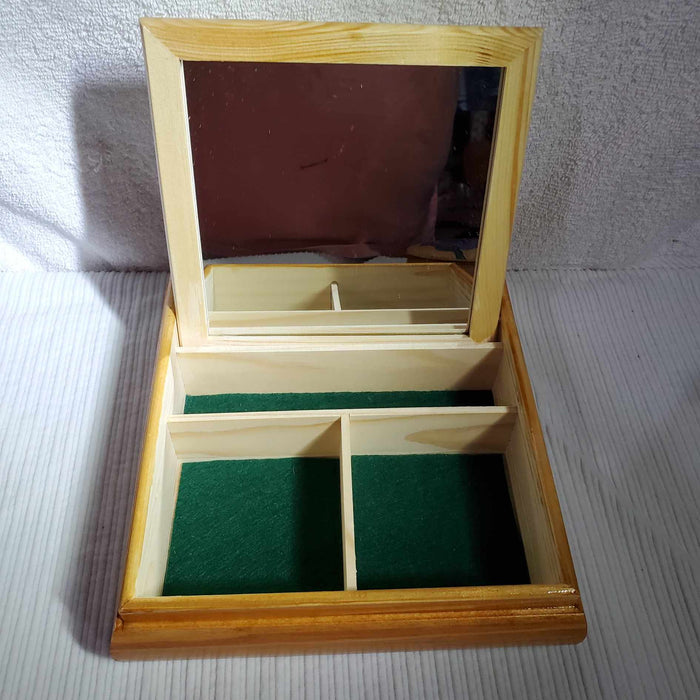 Hand-Painted Butterfly and Lilies Wooden Jewelry Box