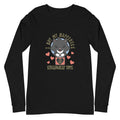 Happiness Long Sleeve Tee featuring a cartoon cat holding a bag, perfect for casual or formal wear, crafted from soft, high-quality cotton.