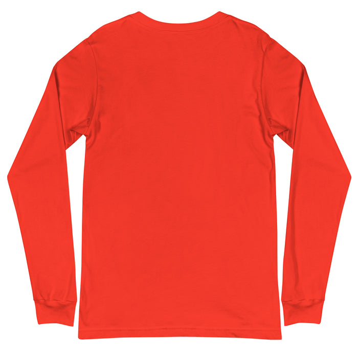 Happiness Long Sleeve Tee, featuring a red, long-sleeved design, ideal for casual or professional styling with versatile layering options.