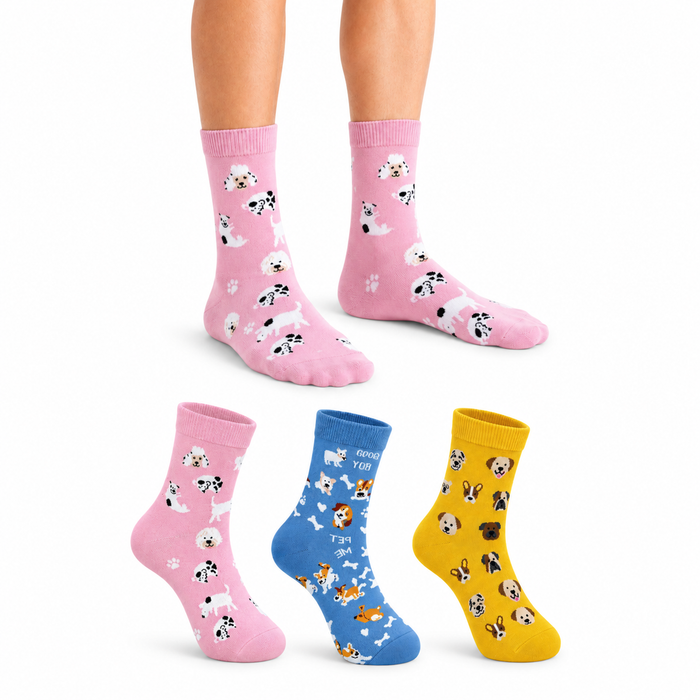 Happy Paws Edition - Sockscarving's Crew length Dog Print Socks