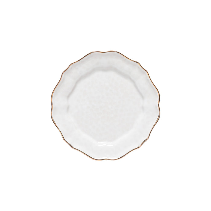 Impressions White and Gold Stoneware Salad and Dessert Plate — overall form and detail