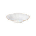 Impressions White and Gold Stoneware Soup and Pasta Plate — overall form and detail