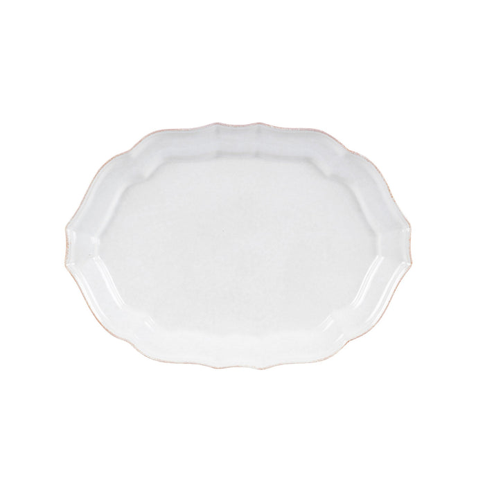 Impressions White Stoneware Oval Platter — overall form and detail