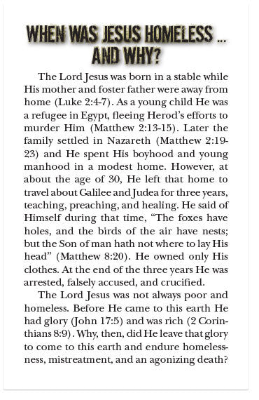 Jesus: Homeless on Purpose (KJV)