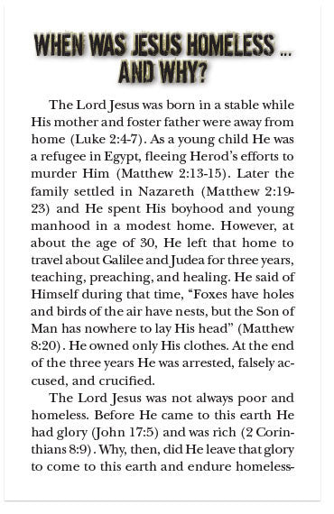 Jesus: Homeless on Purpose (NKJV)
