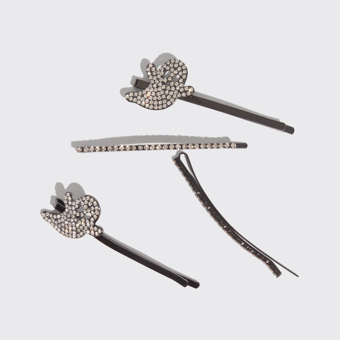 Kitsch Extra Long Metal Rhinestone Bobby Pins 4pc Set - Ghost