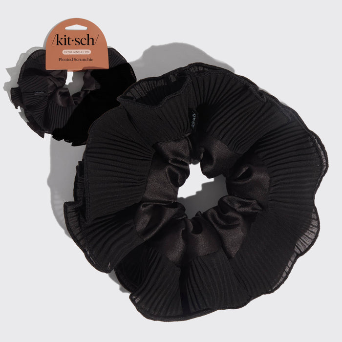 Kitsch Pleated Scrunchie - Halloween Black