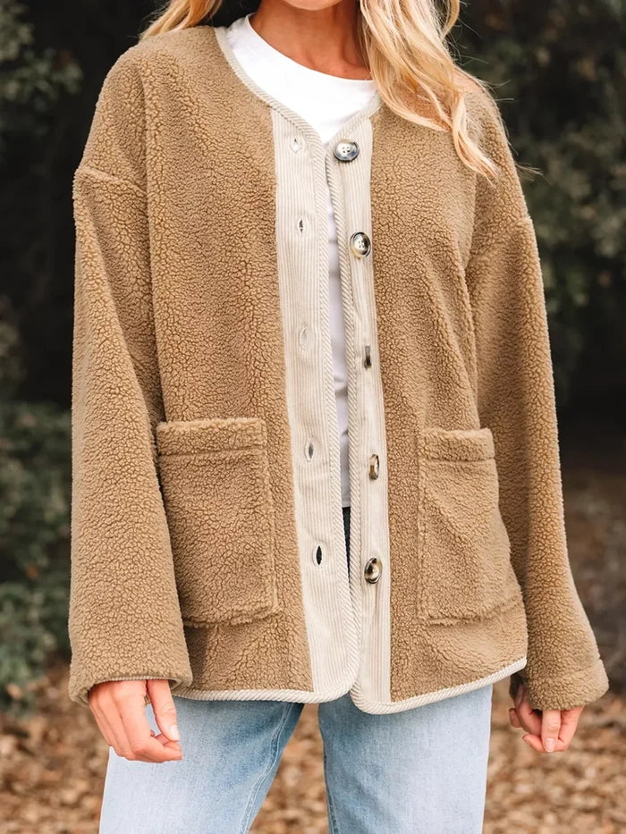 Leanne | Women's Button-Front Sherpa Teddy Jacket