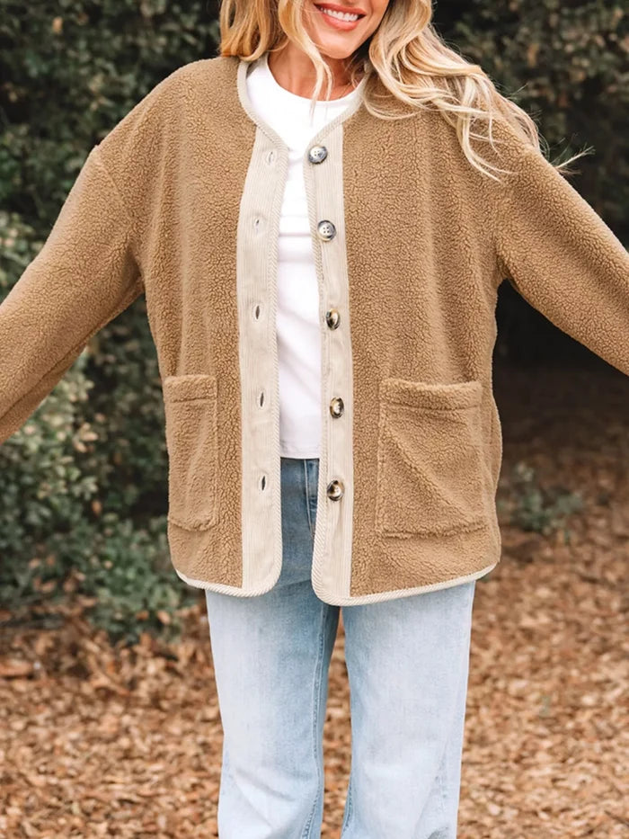 Leanne | Women's Button-Front Sherpa Teddy Jacket