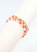 Lottie Beaded Bracelet Set - Orange & White