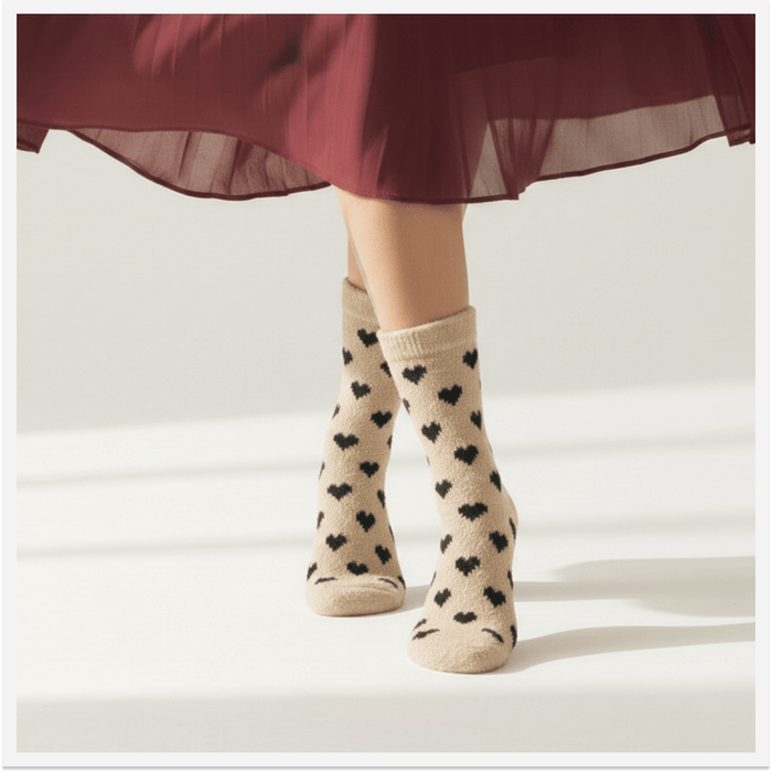 -Love Knotes Black Furry Socks-