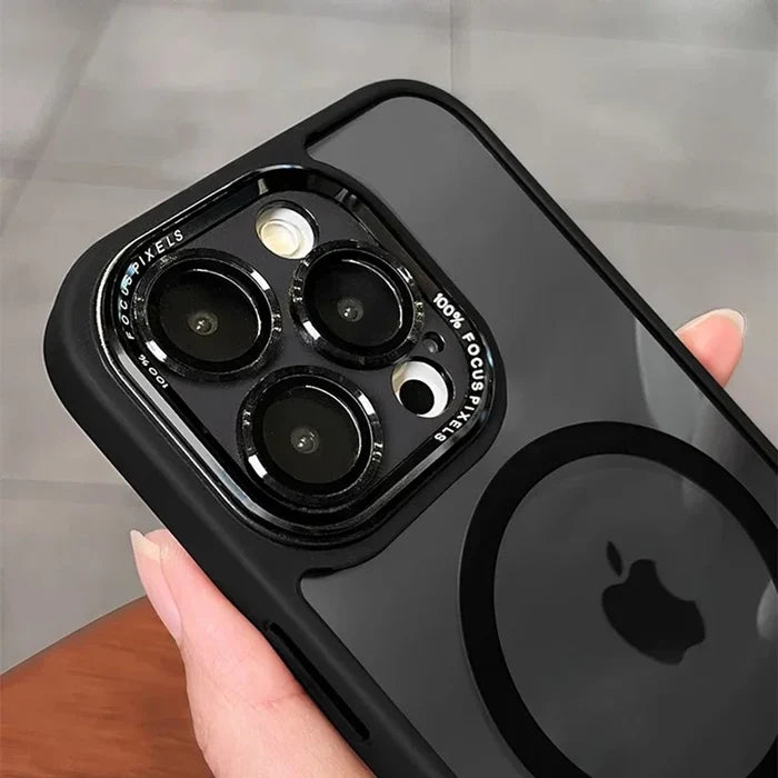 Black iPhone case with camera lens protection.