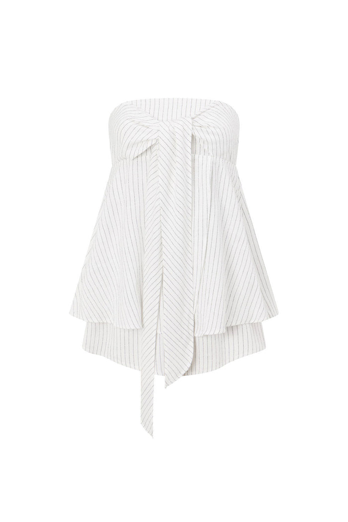 Maeve Tie Strapless Playsuit - Black & White