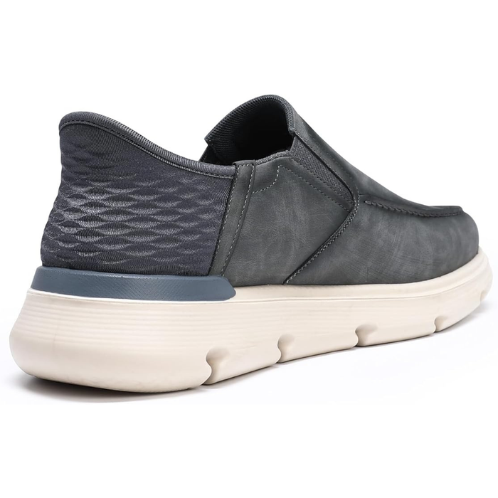 Men’s Grey Slip-On Loafers, Lightweight Casual Driving Shoes