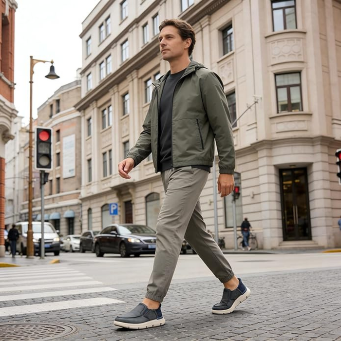 Men’s Grey Slip-On Loafers, Lightweight Casual Driving Shoes