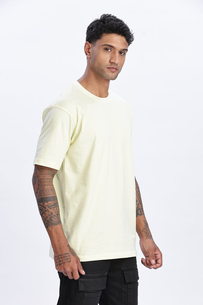 Men's Light Yellow Oversized T-Shirt