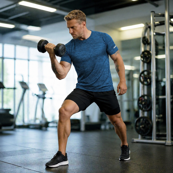 Men’s Quick Dry Gym T-Shirt, Blue Lightweight Short Sleeve Training Top