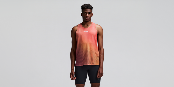 Men's Shredder™ Race Singlet with Flopack™ - Linear Gradient - Poppy / Copal