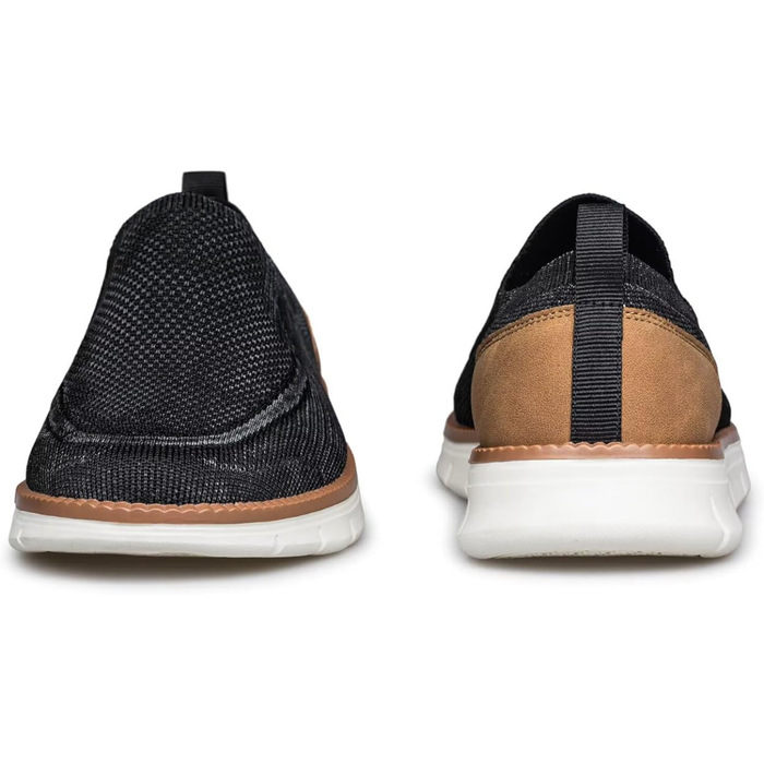 Men’s Slip-On Loafers, Black White Lightweight Casual Walking Shoes