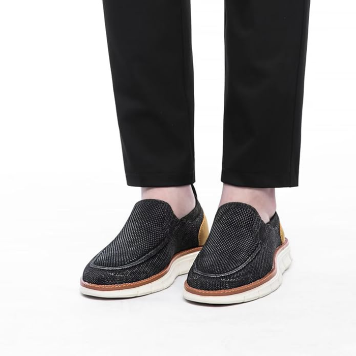 Men’s Slip-On Loafers, Black White Lightweight Casual Walking Shoes