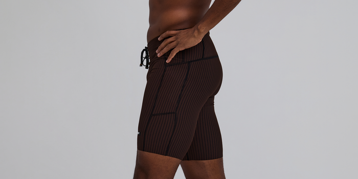 Men's Striped Cadence™ 7 Pocket Lined Half Tights - Cacao / Black