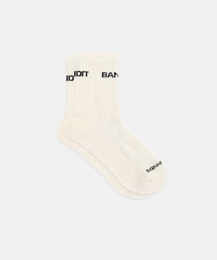 Merino Wool Run Socks - White / Black (2 Pack)