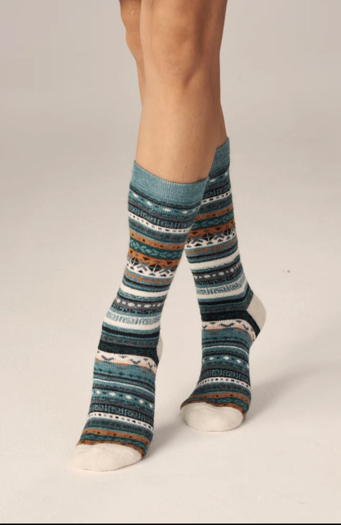 Mint Fair Isle | Alpaca Socks | Full Cushion