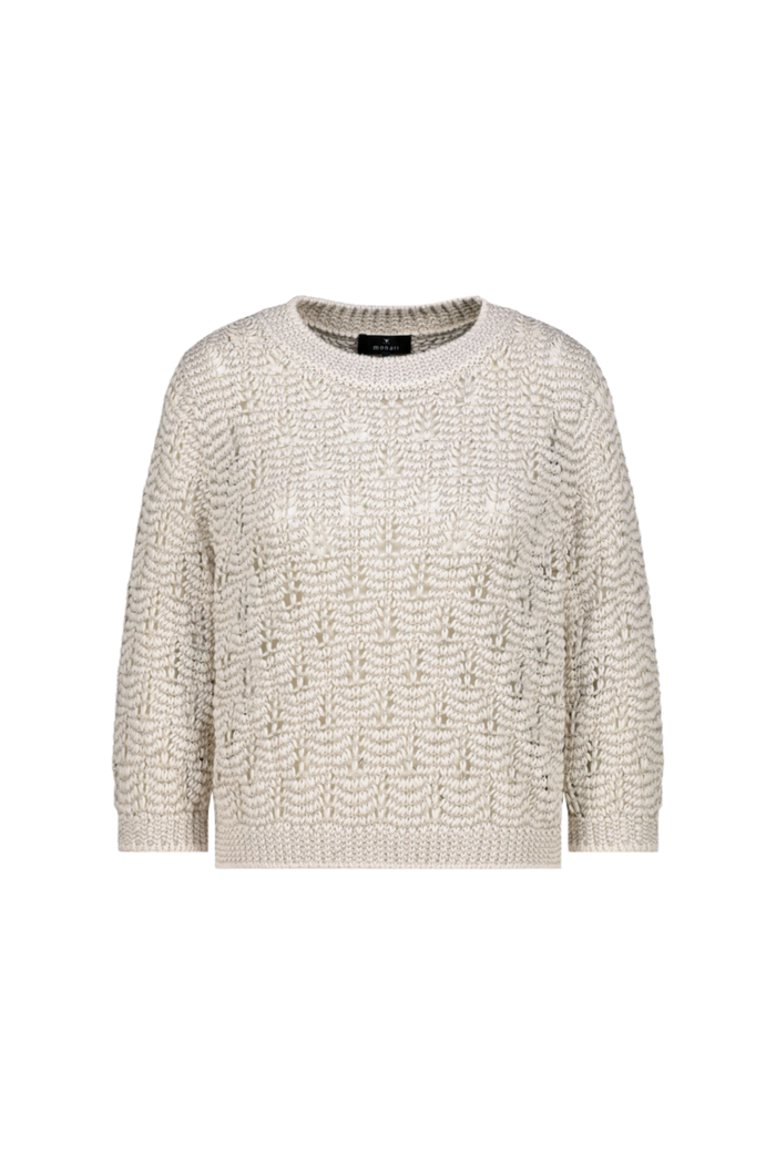 Monari 410448 Lurex Knit Jumper in Champagne Beige with subtle shimmer Shop Monari at Dotique in soft cotton blend knit