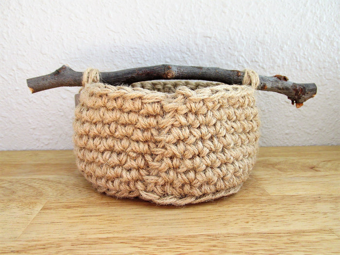 Natural Basket with Branch Handle