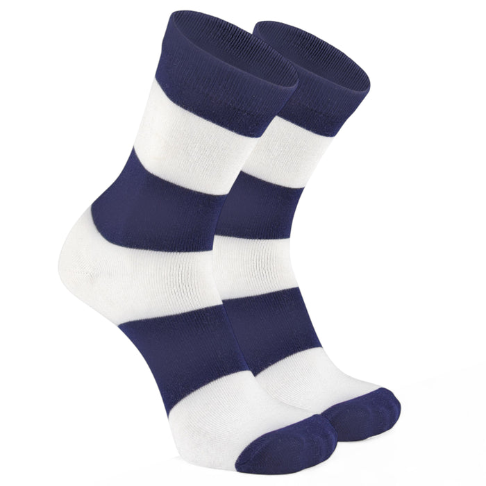 -Navy Blue & White Stripe Bamboo- Corporate Classic-
