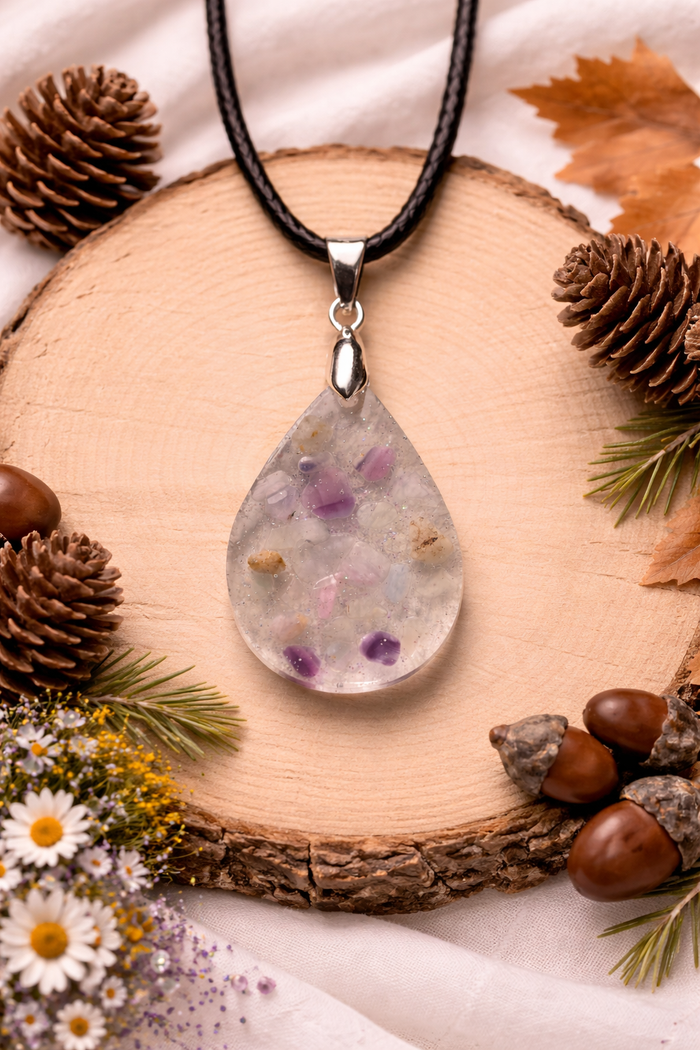 Necklace Crushed Seaglass Oval