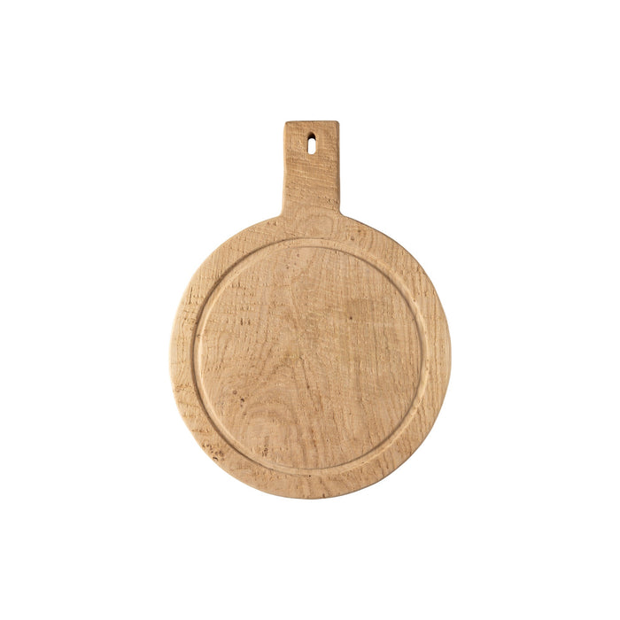 Oak Collection Round Oak Cutting and Serving Board with Handle — overall form and detail