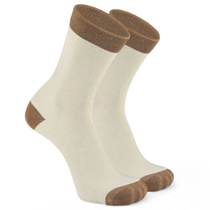 -Off White & Brown Edge Bamboo- Timeless Toes-