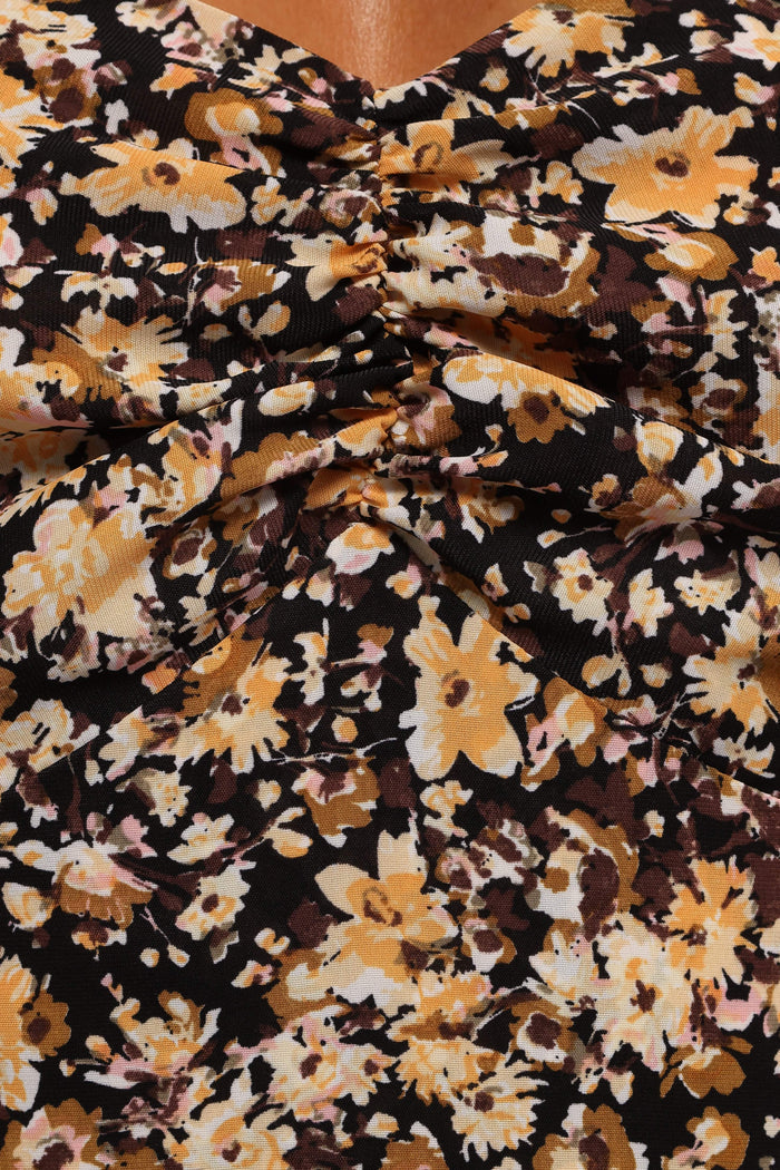 Petal and Pup USA DRESSES Oona Midi Dress - Black Ditsy Floral