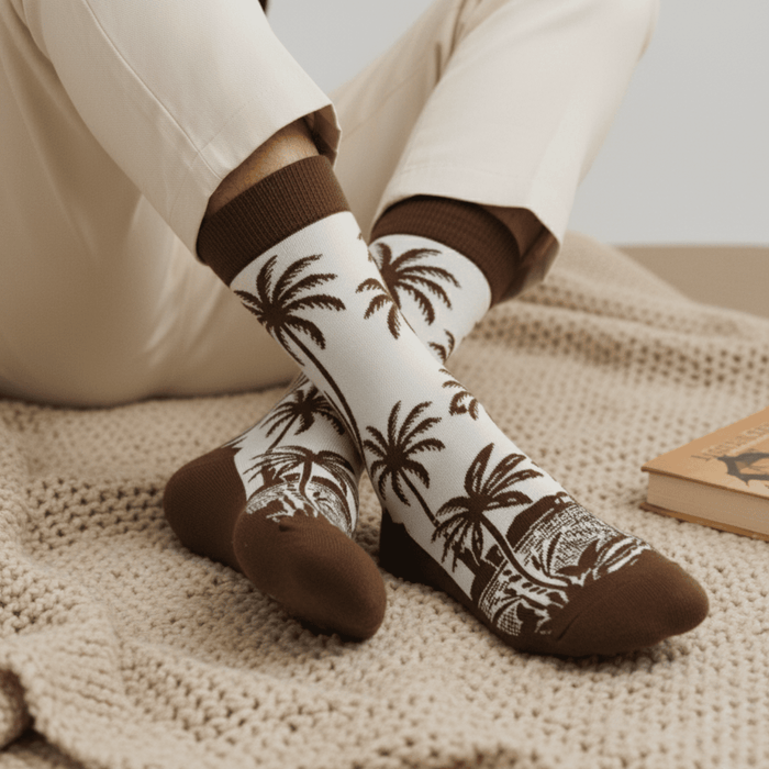 Palmora Edition brown cotton ankle socks for everyday comfort-Sockscarving Palmora Edition 🌴 (Pack of 3)-