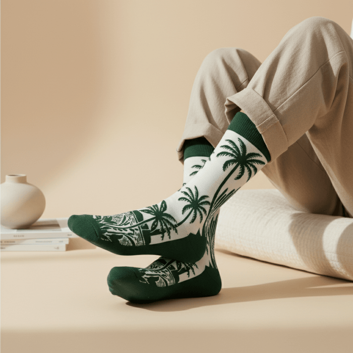 Palmora Edition green cotton ankle socks for everyday comfort-Sockscarving Palmora Edition 🌴 (Pack of 3)-