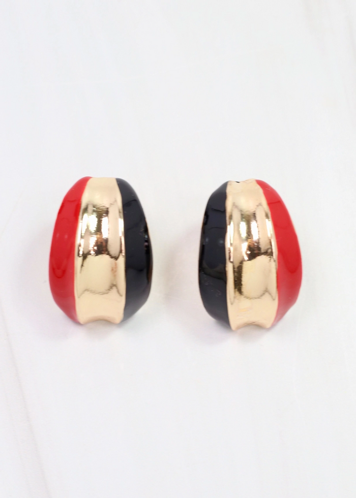 Penney Hoop Earring - Red & Black