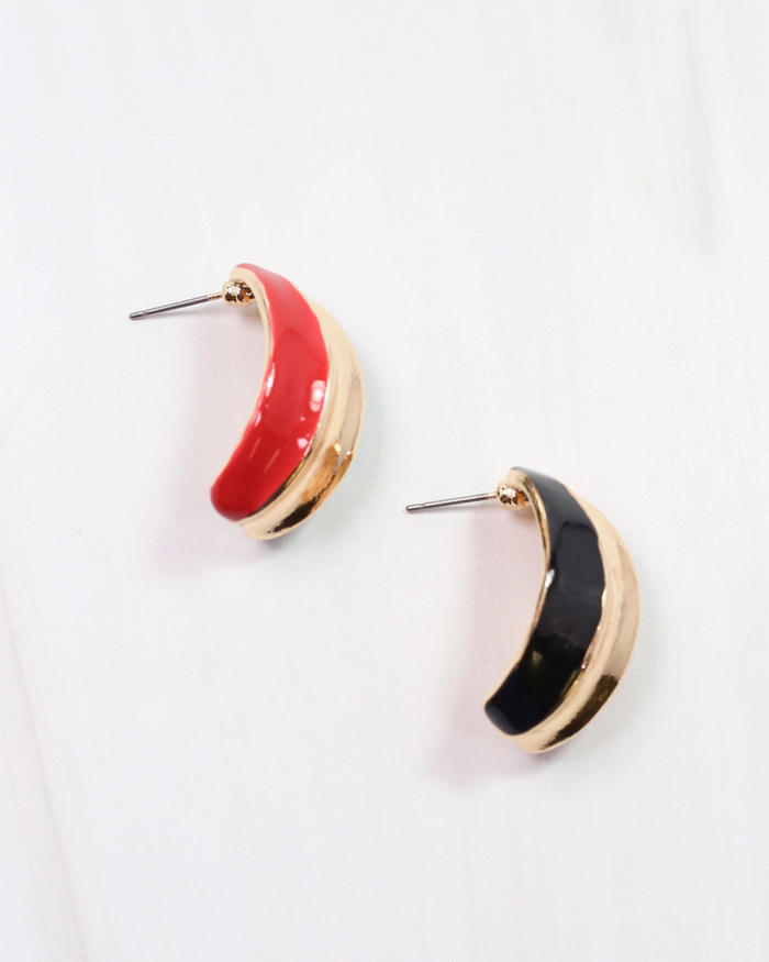 Penney Hoop Earring - Red & Black