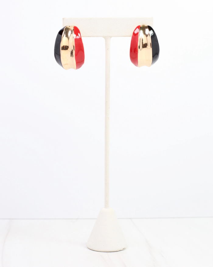 Penney Hoop Earring - Red & Black